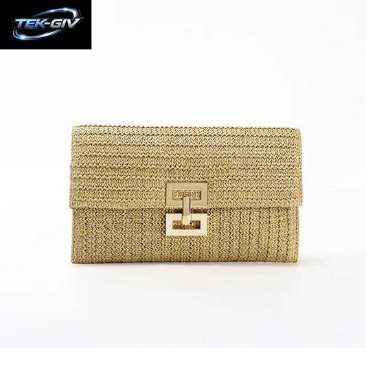 Strohgewebte Clutch Für Frauen, Bast, Häkeln, Strand, Rattan, Lässig, Weiblich, Party, Hochzeit, Abendtasche, Neue Sommer-Luxus-Geldbörse, Handtasche