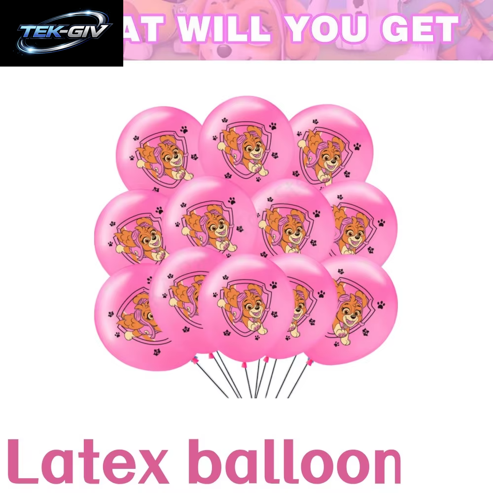 Rosa Paw Patrol Skye Geburtstag Party Dekorationen Skye Folie Latex Ballons Geschirr Teller Hintergrund Für Kinder Mädchen Party Supplies