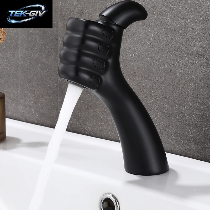 BAKALA Einhand-Waschtischarmatur, Wasserhahn, Massives Messing, Chrom-Gold-Finish, Schwarz, Weiß, Waschbecken-Mischbatterie