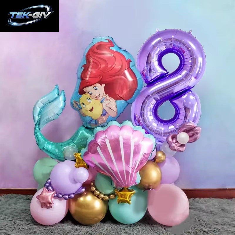 Die Kleine Meerjungfrau Geburtstag Party Dekoration Prinzessin Ariel Papier Serviette Teller Tasse Tischdecke Luftballons Kinder Baby Shower Supplies