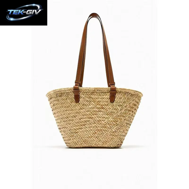 Naturgras-Schultertasche Aus Stroh, Nischen-Webtasche, Strandtasche Für Den Urlaub Am Meer