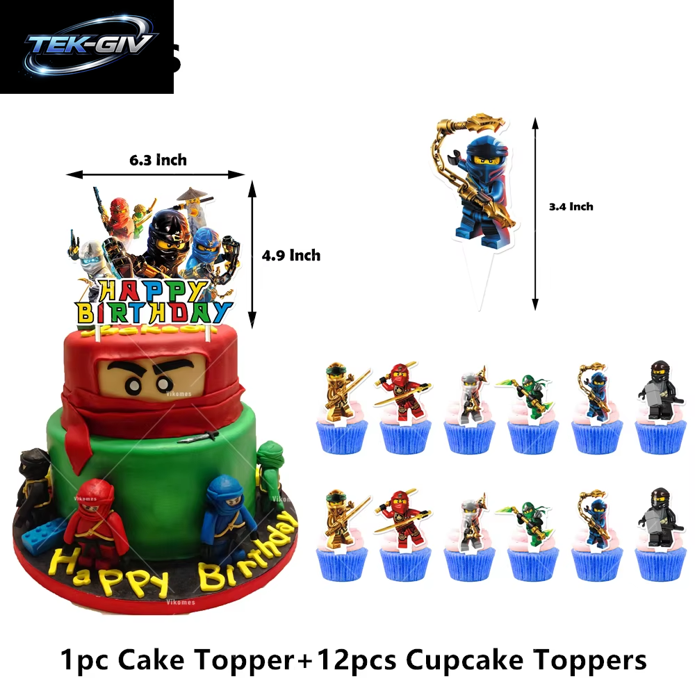 Ninjaed Go Thema Luftballons Geburtstag Party Dekoration Lieferungen Baby Dusche Legoed Latex Ballon Hintergrund Banner Kuchen Topper Jungen