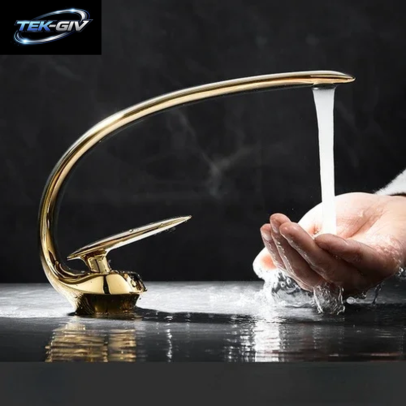 Kreative Waschbecken Wasserhahn Tippen Weiß Messing Waschbecken Armaturen Einzigen Handgriff Heißen Und Kalten Wasserfall Moderne Elegante Mischbatterie