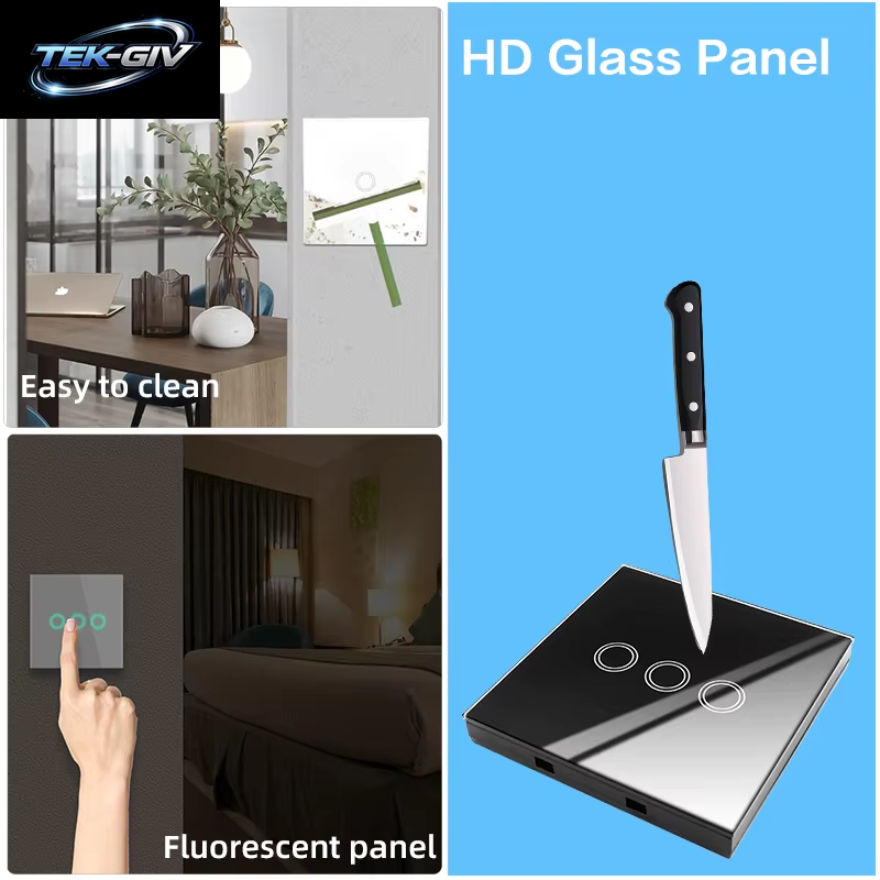 433 Mhz Intelligenter Lichtschalter Rf Wireless Touch Wandschalter Mit Fernbedienung Gehärtetes Glas Panel Schalter Für Zuhause LED LAMPE 220 V