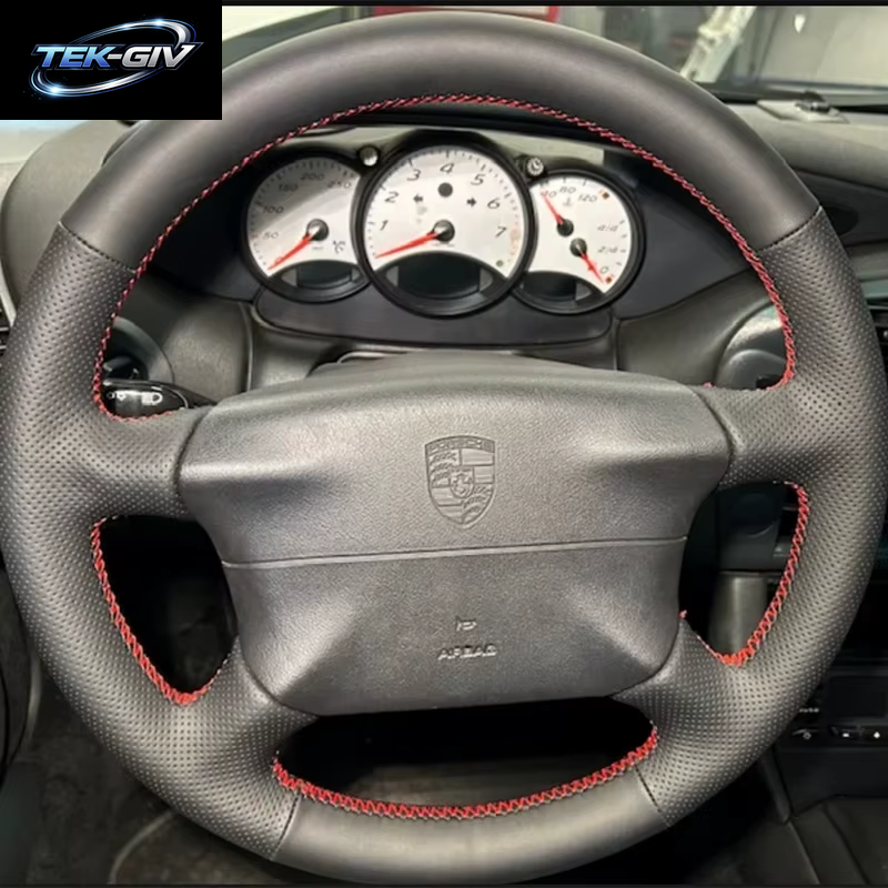 Handgenähter, Rutschfester, Atmungsaktiver Auto-Lenkradbezug Aus Echtem Leder Für Porsche 986 1998–2004 Diy-Autoinnenraum