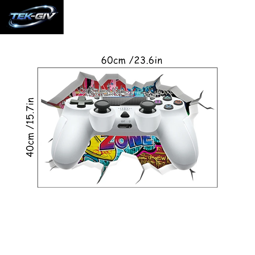 3D Broken Wall Hole Art Gamer Gamepad Vinyl Wandaufkleber Für Zuhause Kinderzimmer Junge Schlafzimmer Play Zone Dekoration Videospiel Poster