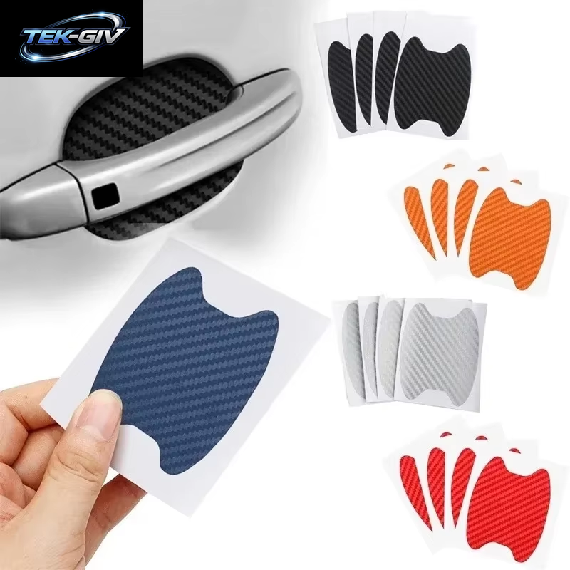 4 Teile/Satz Auto Styling Formteile Aufkleber Autotür Aufkleber Kohle Faser Kratzer Beständige Abdeckung Auto Griff Schutz Folie Teile