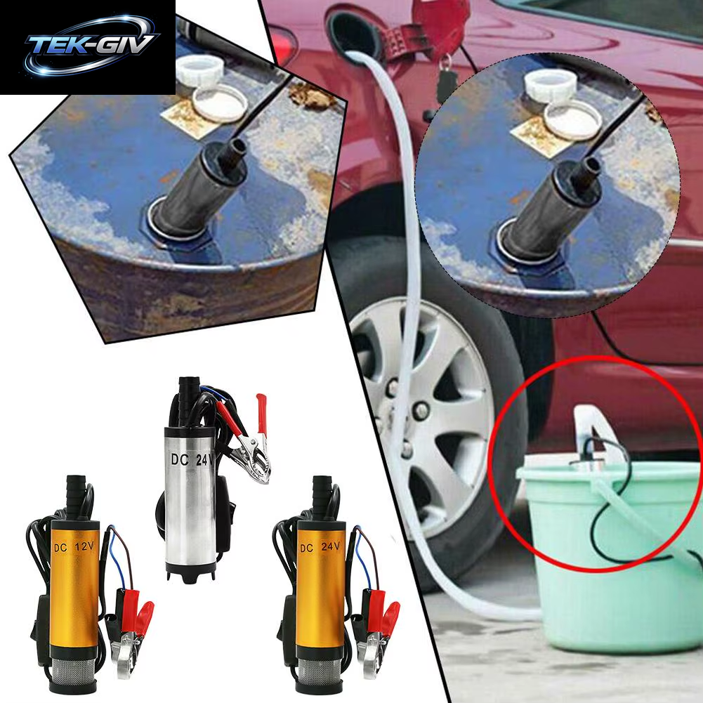 Tragbare 12/24V Kraftstoff Transfer Pumpe Diesel Öl Wasser Tauch Elektrische Motor Für Auto Camping Angeln Fleck Stahl Shell