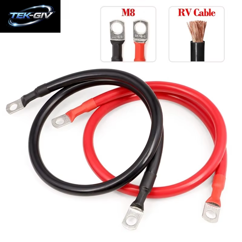 20 ~ 100 Cm RV Pure Coppe Batterie Inverter Kabel Set 8 6 4AWG Mit M8 Lug PVC Isoliert Für Solar System UPS Auto Anschluss Draht