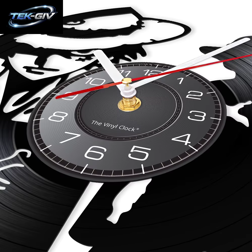 Captain Luffy Cartoon Schallplatte Wanduhr Strohhut Strohhut Pirat Silent Retro Musikalbum Wandkunst Dekorative Wanduhr
