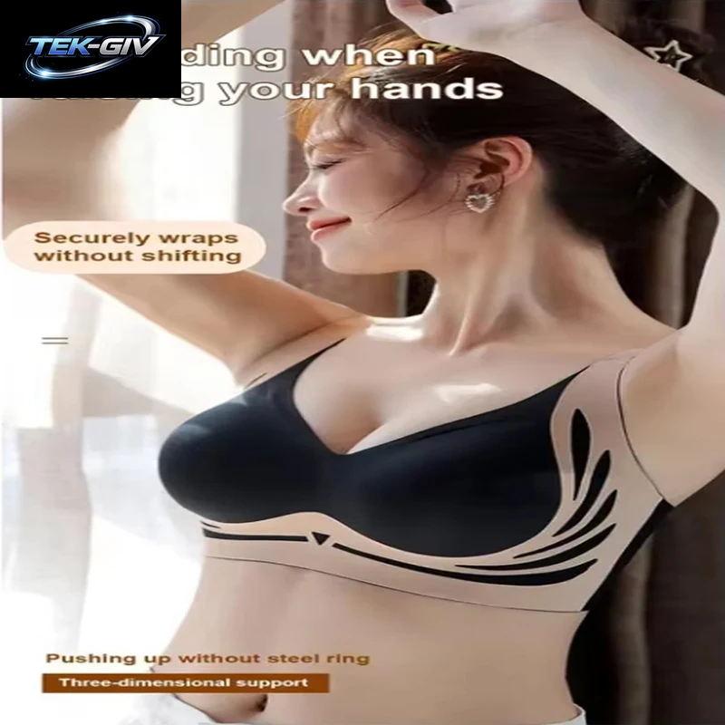 Leistungsstarker, Nahtloser Push-Up-Bh Für Damen, Gerafft, Kabelloser BH, Weich, Vollständige Abdeckung, Unterstützung, Verstellbare Unterwäsche, Anti-Durchhänger-Bh