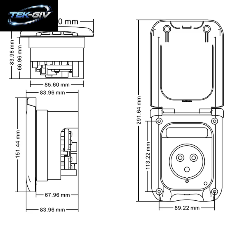 TYTXRV Camper 220V-240V 16A Externe Bündige Haken-Wasserdichte Steckdose Für Wohnwagen-Camper-Zubehör