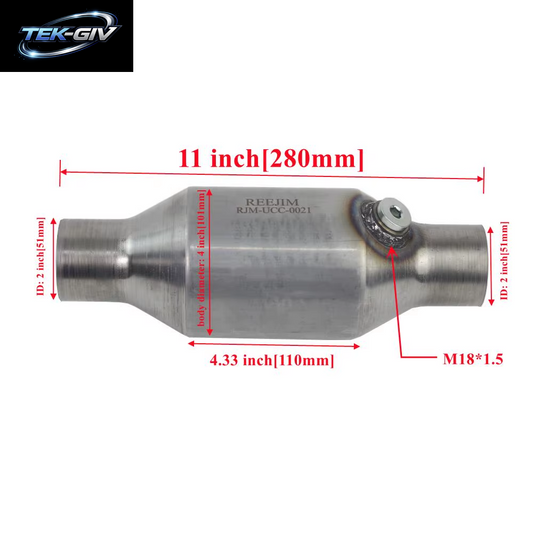 EURO 4 2'' 2,25'' 2,5'' Einlass/Auslass Universal-Katalysator Mit Hohem Durchfluss Und M18*1,5 O2-Anschluss 600 Cpsi Keramik