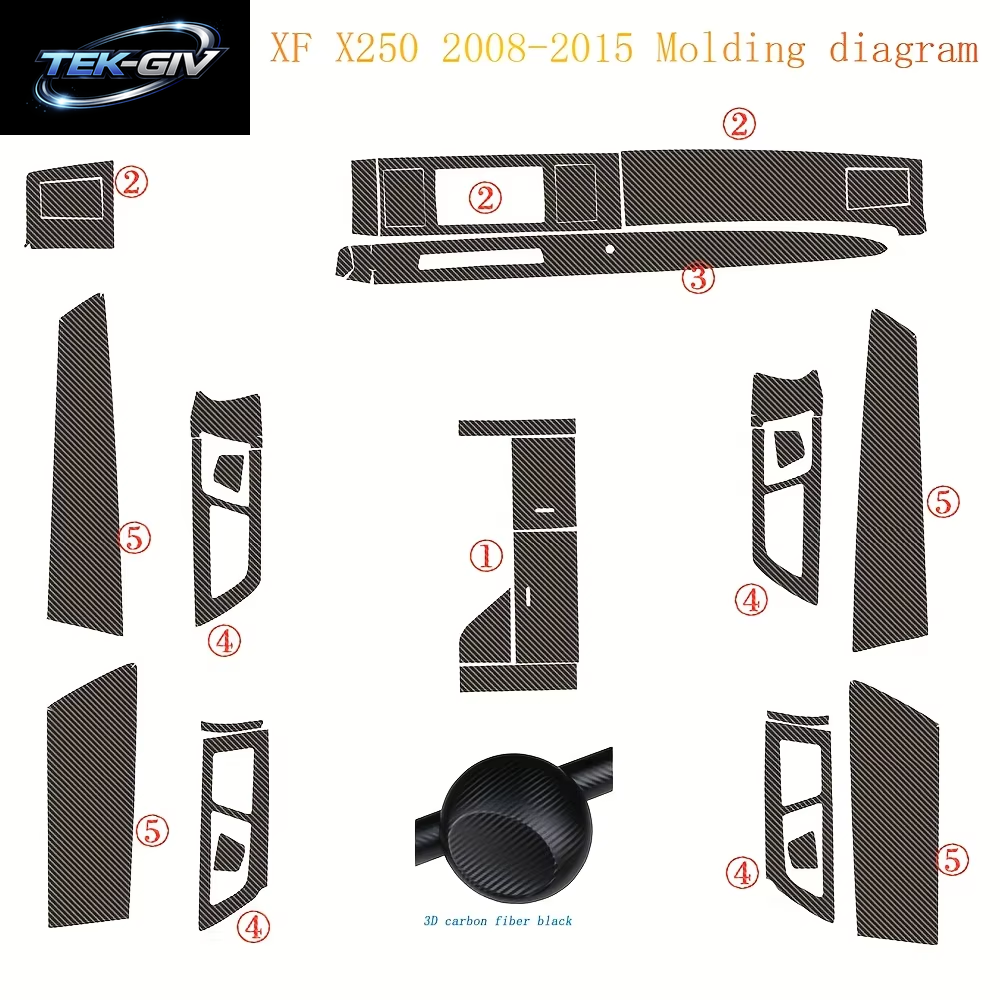 Auto-Styling Carbon Faser Auto Interior Center Konsole Farbe Ändern Molding Aufkleber Aufkleber Für Jaguar XF X250 2008-2015