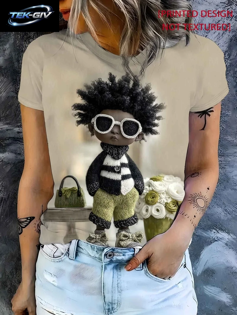 2026 Frühling Sommer Süßes Mädchen-Motiv T-Shirt Locker Sitzend Damen Lässig Lustige Grafik Streetwear Bequeme Kurzarm Damenbekleidung