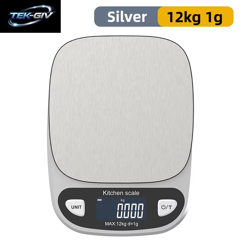 Wiederaufladbare Küchenwaage, Edelstahlplatte, Tragbare Küchen-Lebensmittelwaage, 6 Kg/12 Kg, Genaues Wiegen, Elektronische Digitalwaage