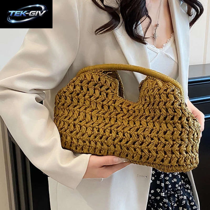 Neue Sommer-Strandtasche Für Damen Clutch-Tasche Luxus-Designer Strohtaschen Tragetasche Mode Geflochtene Rattantaschen Damen-Reisetasche