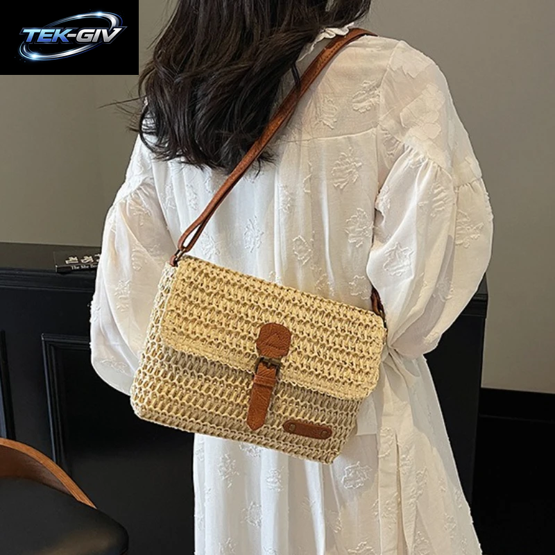 Neue Modische Stroh-Damentasche, Trendige Urlaubs-Casual-Schulter-Crossbody-Tasche, Vielseitige, Stilvolle Stroh-Damentasche Für Damen