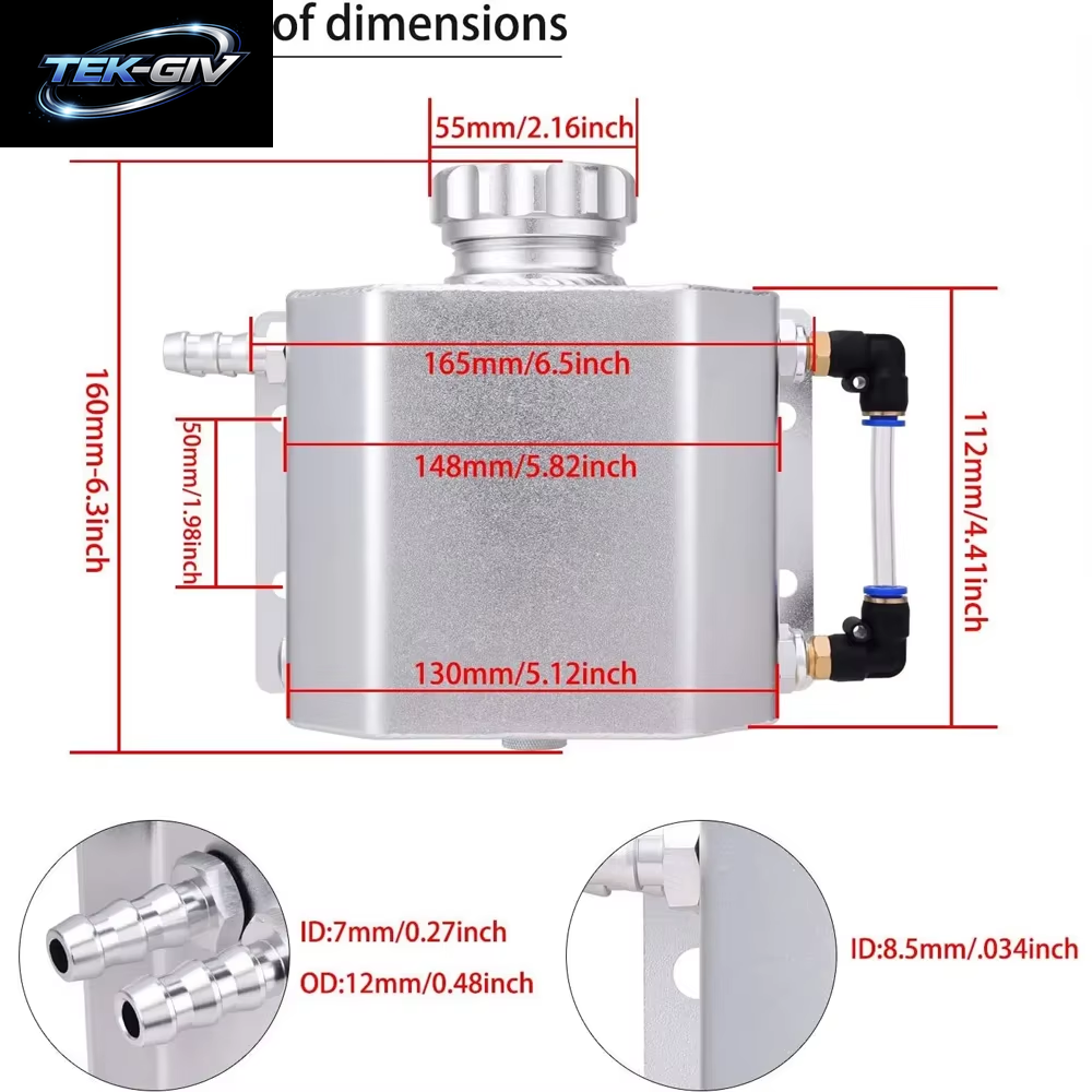 1L Silber Schwarz Aluminium Kühlmittel Kühler Überlauf Rückgewinnung Wassertank Flaschen Behälter Universal Kühlmittel Überlauf Tank Kühlmittel