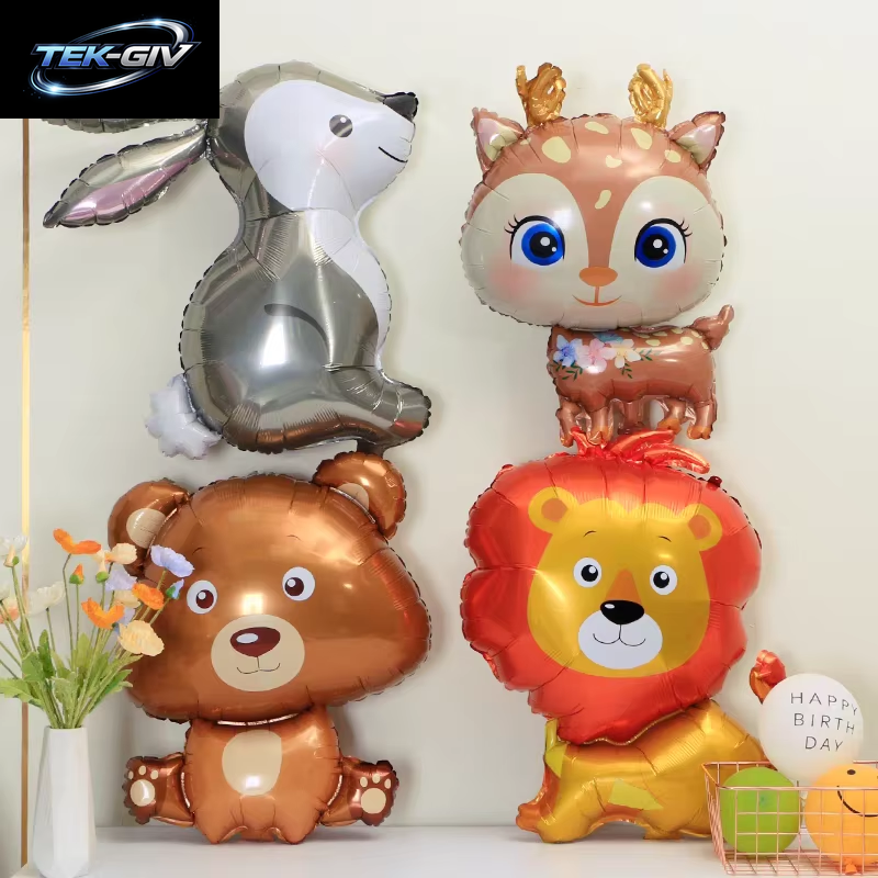 Cartoon Tier Kaninchen Hirsch Folienballon Kinder Geschenke Geburtstag Party Dschungel Tier Thema Dekoration Eichhörnchen Fuchs Bär Helium Globos