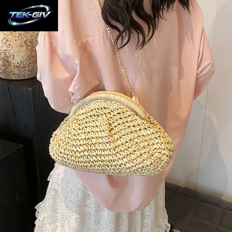 2026 Sommer Neue Strohweb-Umhängetasche, Modische Und Lässige Muscheltasche, Damen-Umhängetasche Mit Ausgezeichneter Textur
