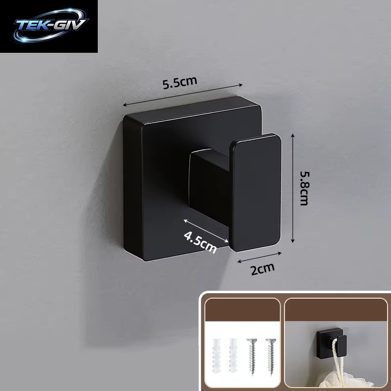 Mattschwarz Badezimmer Zubehör Set Wand Halterung Handtuch Bar Handtuch Ring Rollen Papier Halter Robe Haken Edelstahl Hardware Set