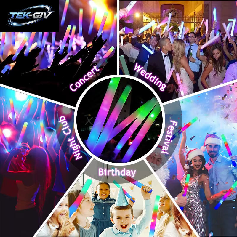 30 Stück RGB LED Glow Foam Stick Bulk Bunte LED Glow Sticks Cheer Tube Dark Light Geburtstag Hochzeit Party Supplies