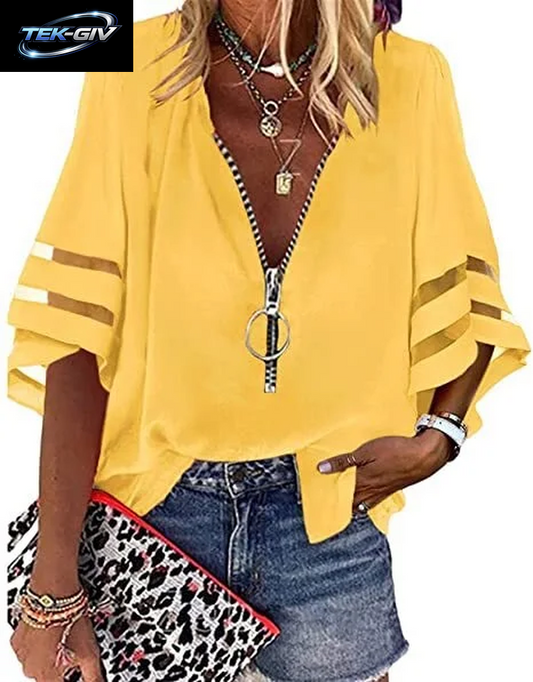 Sommer Frauen Print Tees Shirts Lose Vintage Zipper off Schulter Sexy Loch Bluse Top Lose 2024 Casual Kurzarm Tops
