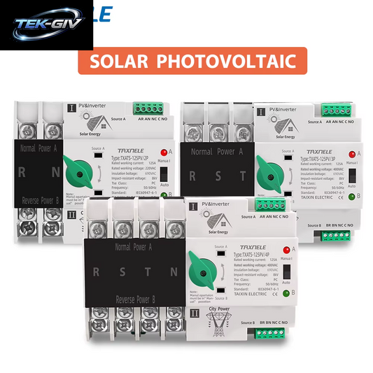 2P 3P 4P Din-Schiene ATS PV Inverter Dual Power Automatische Transfer Wahlschalter Unterbrechungsfreie 63A 100A 125A Photovoltaik Solar