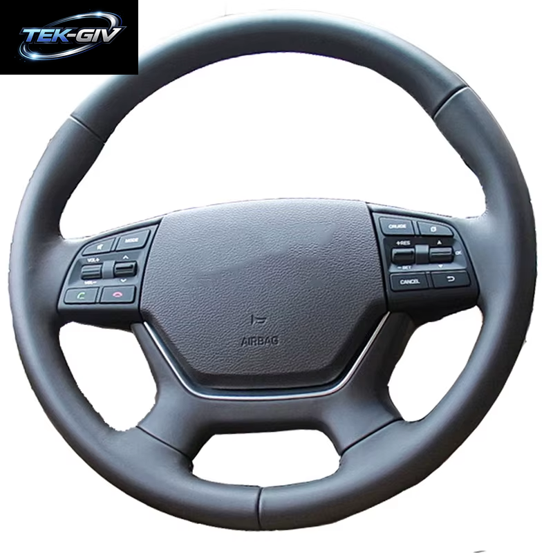 Maßgeschneiderte Auto-Lenkradabdeckung Aus Nappaleder Für Hyundai Genesis 2015 2016, Autozubehör, Schwarz, Verschleißfest