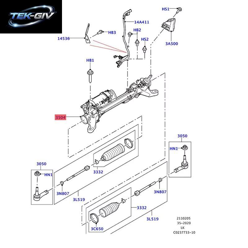 7806040564 Elektrische Zahnstangen-Und Ritzel Riemen Teile Für Land Rover Range Rover Evoque 2007-2012 Hee4036Erm