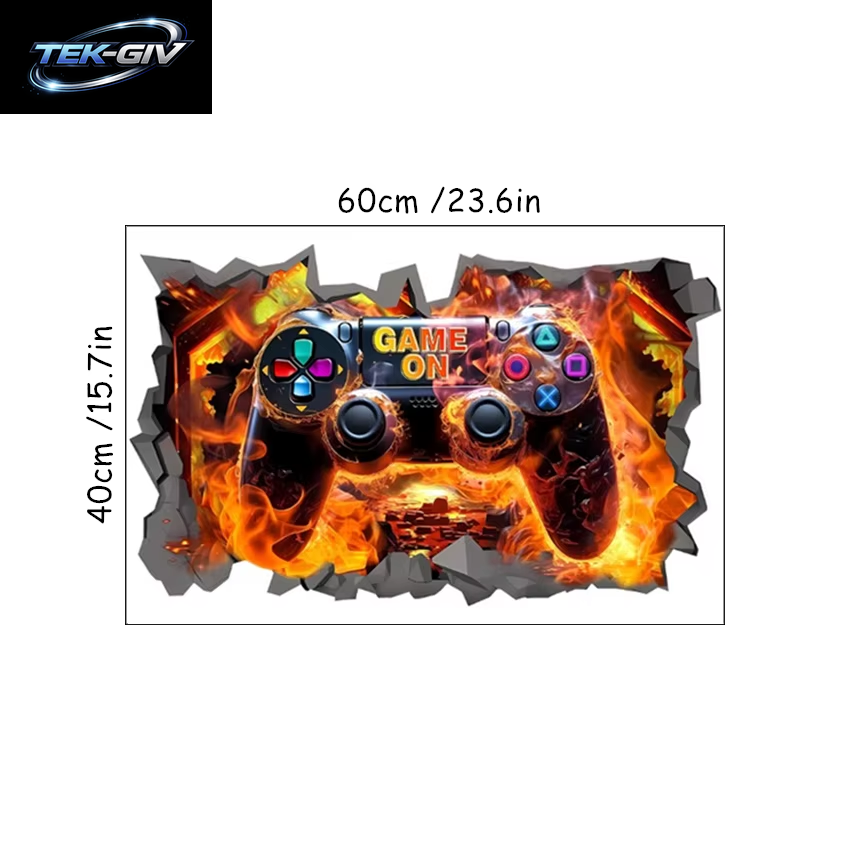 3D Broken Wall Hole Art Gamer Gamepad Vinyl Wandaufkleber Für Zuhause Kinderzimmer Junge Schlafzimmer Play Zone Dekoration Videospiel Poster