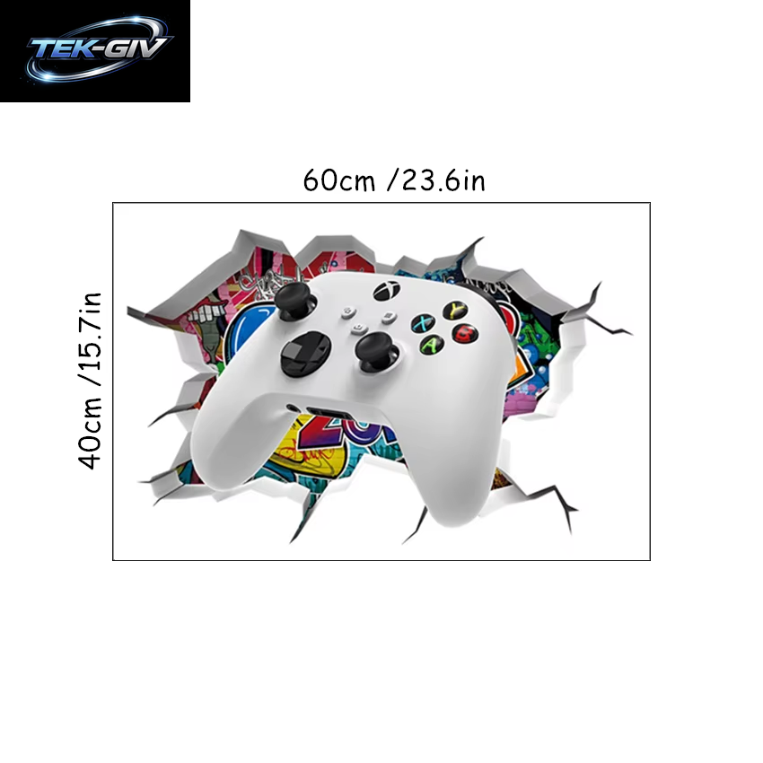 3D Broken Wall Hole Art Gamer Gamepad Vinyl Wandaufkleber Für Zuhause Kinderzimmer Junge Schlafzimmer Play Zone Dekoration Videospiel Poster