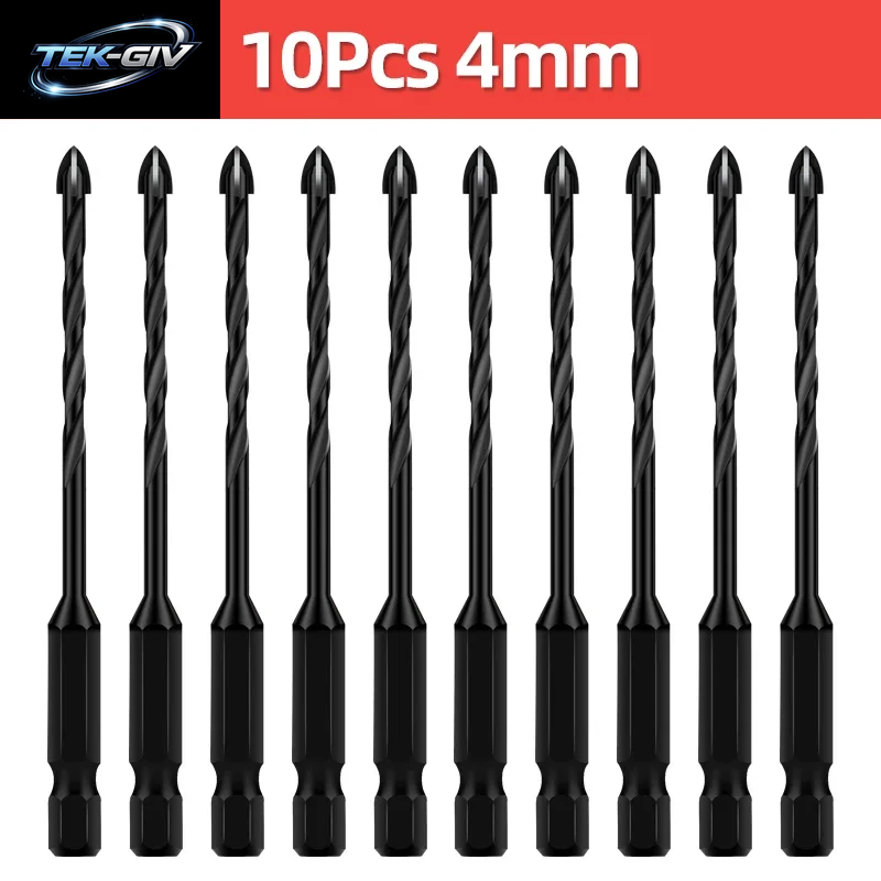 Kreuz-Sechskant-Fliesenbohrer Für Glas, Beton, Keramikfliesen, Lochöffner, Tunstenkarbid, Hartmetall-Bits-Set, Werkzeuge, 3, 4, 5, 6, 8, 10, 12 Mm