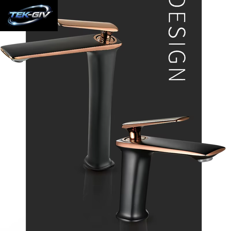 BAKALA Luxus Schwarz Rose Gold Waschbecken Wasserhähne Moderne Weiß Wasserhahn Badezimmer Luxus Becken Wasserhähne Heiß Kalt Wasser Waschbecken Mischbatterie