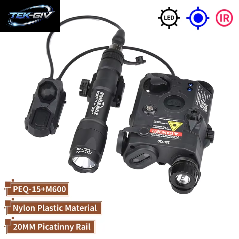 WADSN Taktische PEQ 15 Rot/Grün/Blau Laser & SF M300A/M600C Taschenlampe & AXON Remote Sitch Set IR Fülllicht Für Airsoft Jagd