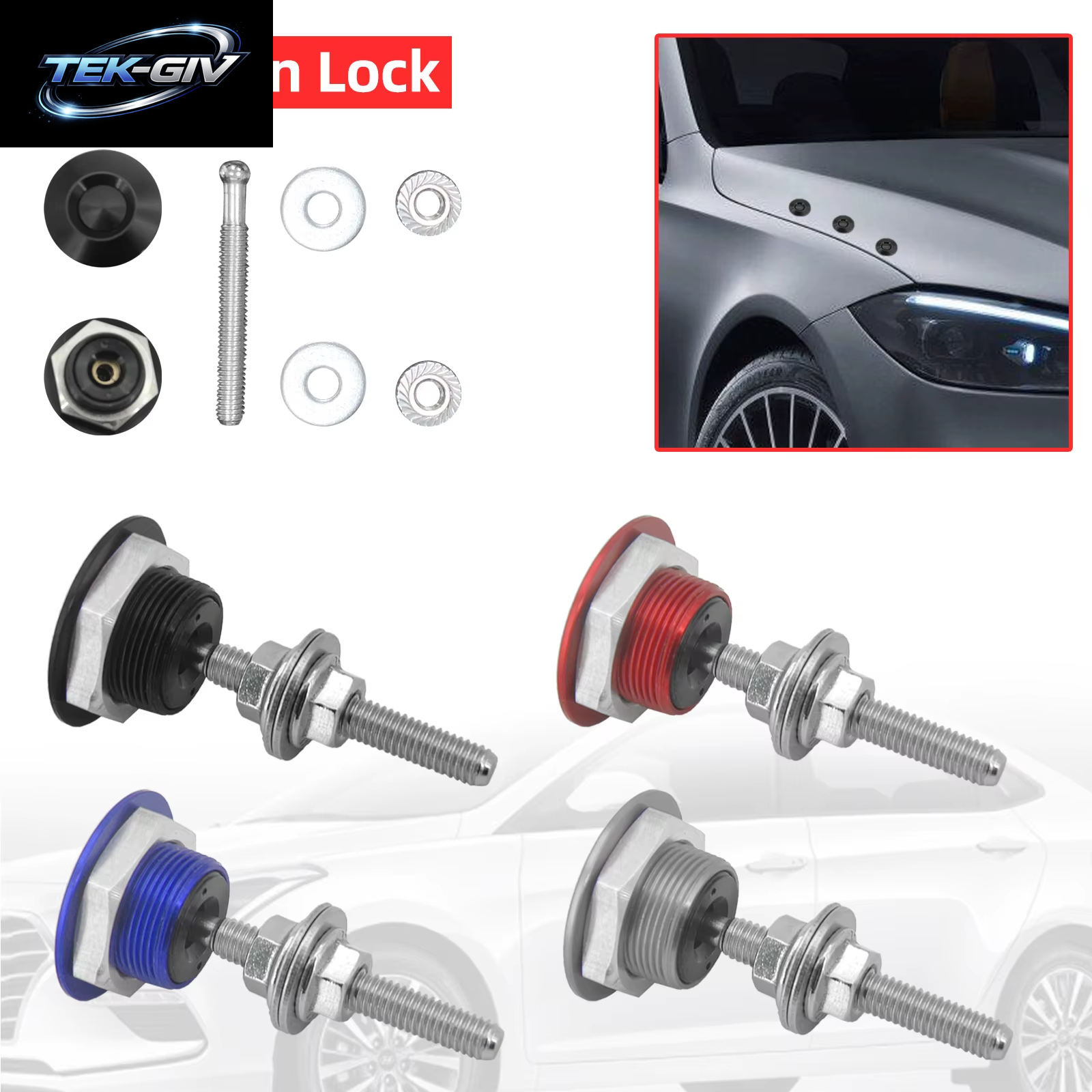 Universal Auto Quick Release Latch Stoßstange 30Mm Push Button Billet Hood Pins Lock Kennzeichen Clip Kit Motorhauben Aluminium
