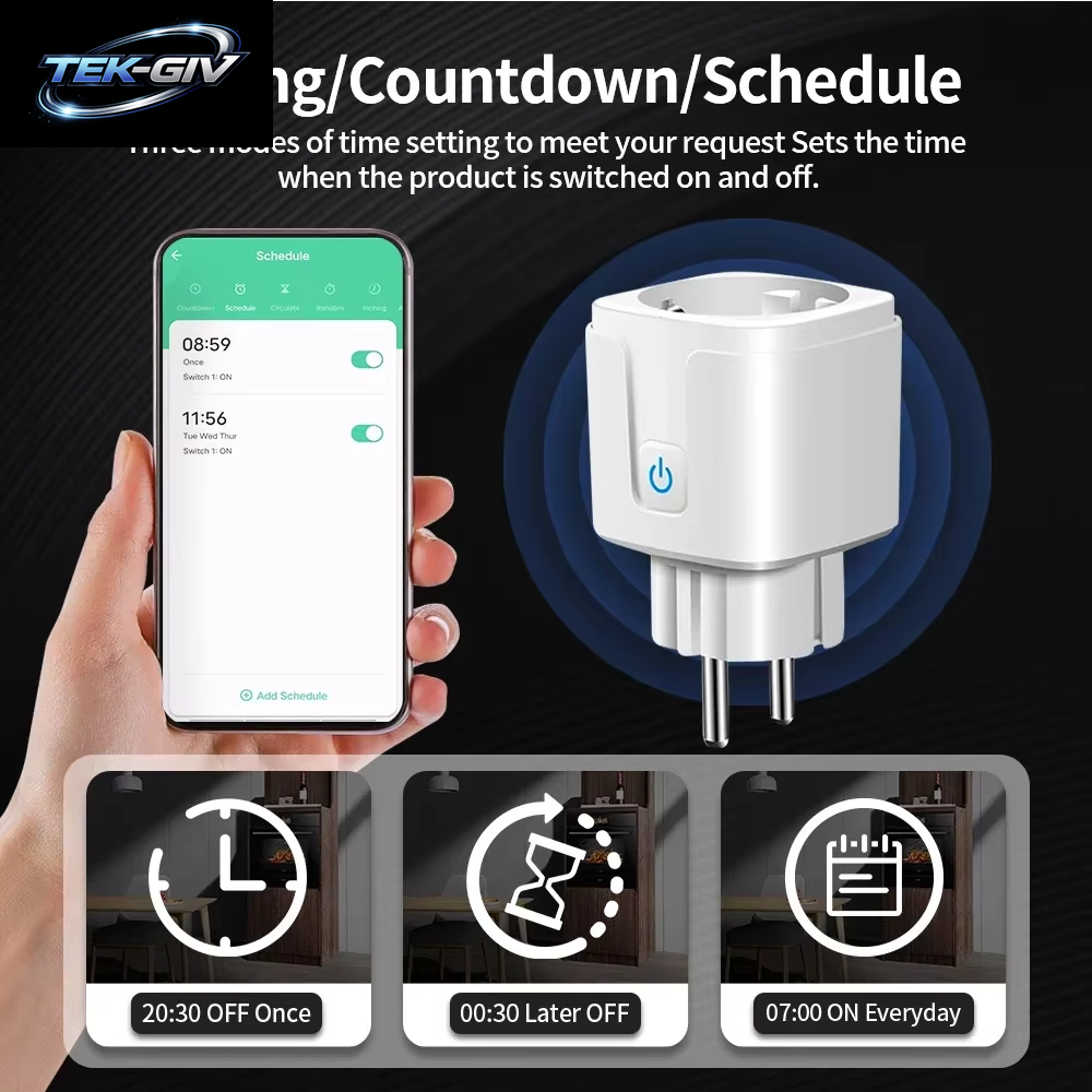 TNCE Tuya Wifi/Zigbee Smart Plug16A/20A EU Smart 2 Steckdosen in 1 Mit Stromüberwachung Und Timing-Funktion, Kompatibel Mit Alexa Und Google Home