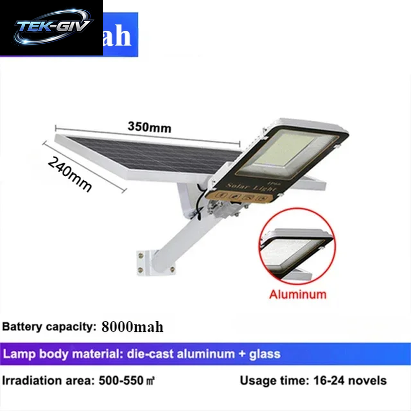 Aluminium 8000Mah High Power Solar Licht Outdoor Solar Straße Licht Wasserdichte Straße Licht Für Garage Garten Terrasse Wand Lampe