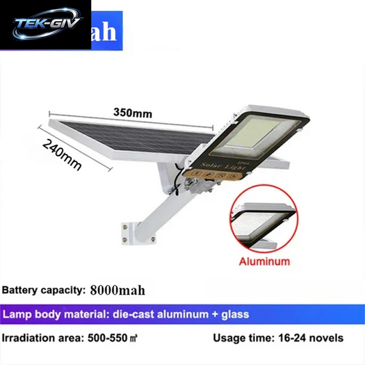 Aluminium 8000Mah High Power Solar Licht Outdoor Solar Straße Licht Wasserdichte Straße Licht Für Garage Garten Terrasse Wand Lampe