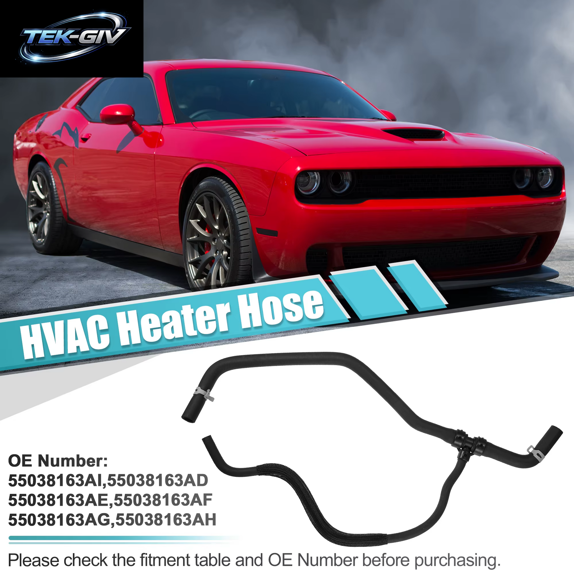 UXCELL Heizungsschlauch Nr. 55038163 KI/ 55038163 AE Für Dodge Challenger 2017–2018 Für Dodge Charger 2019–2021 Für Chrysler 300 2011
