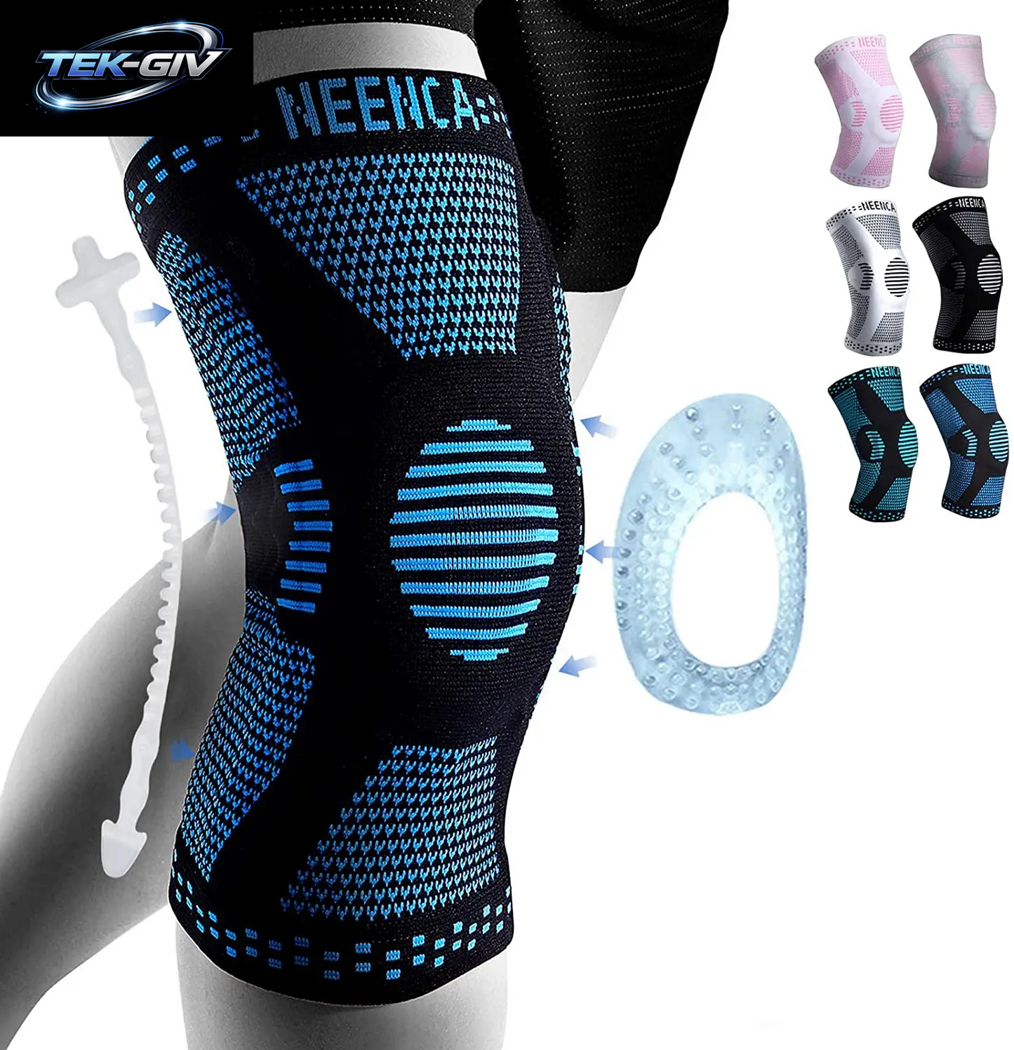NEENCA Kupfer-Kniebandage, Kniestütze Mit Patella-Gel-Pad Und Seitenstabilisatoren Für Knieschmerzen, Sport, Arthritis, ACL, Linderung Von Gelenkschmerzen