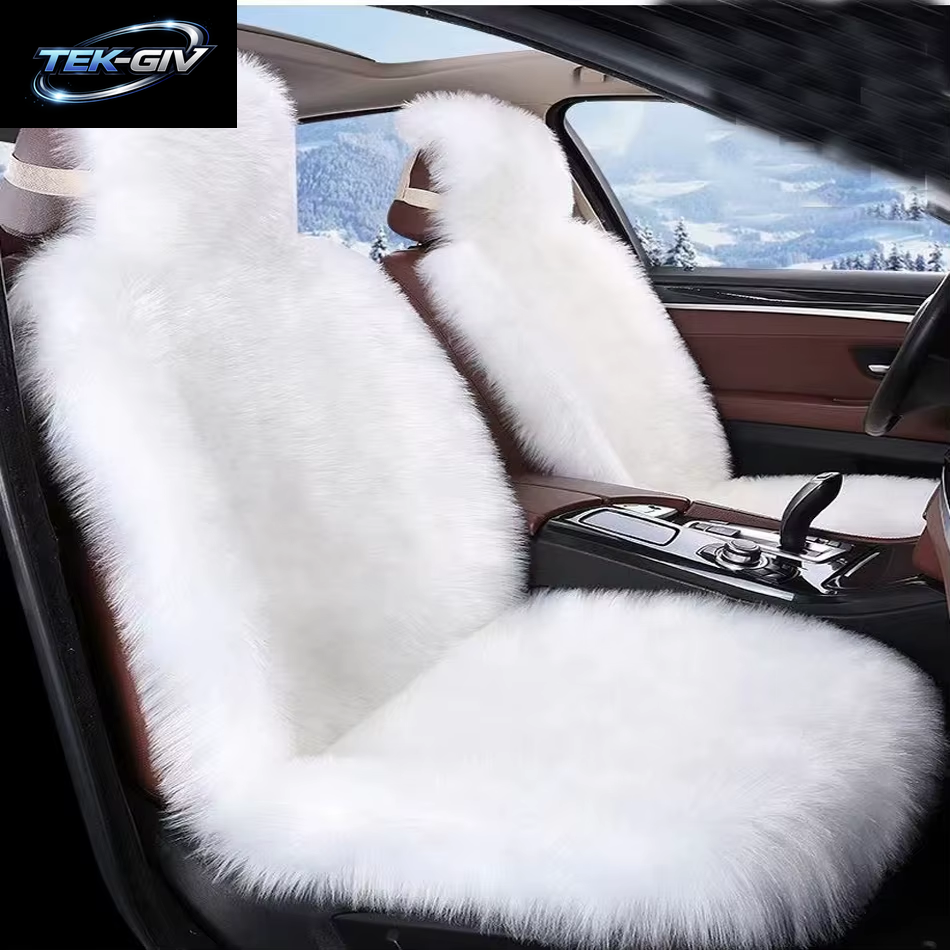 1Pcs Universal Plüsch Auto Sitz Abdeckung Faux Schaffell Sitzkissen Winter Warme Auto Künstliche Pelz Sitzbezüge Auto Zubehör