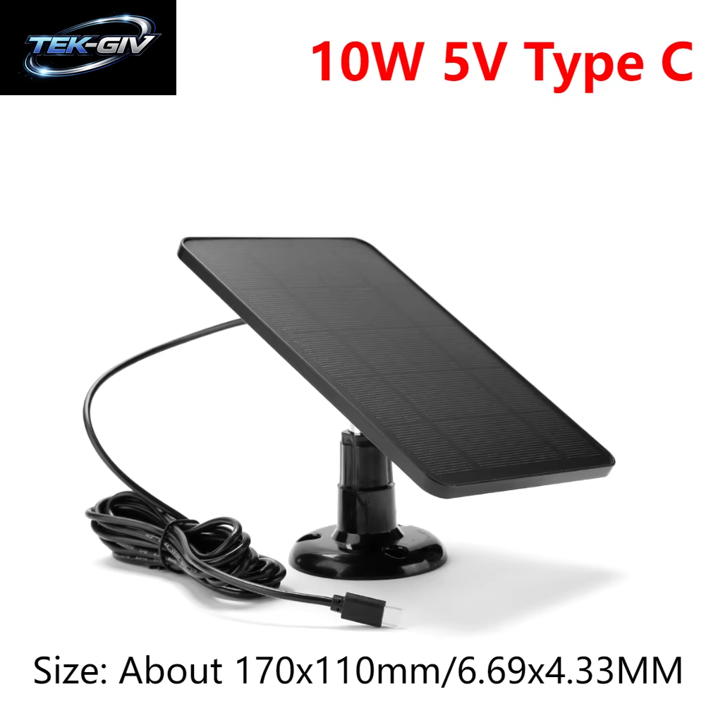 20/10 W Solarpanel Micro USB & USB-C Port Solarladepanel 9,8 Fuß Ladekabel 360 ° Einstellbare Montage Für Überwachungskamera