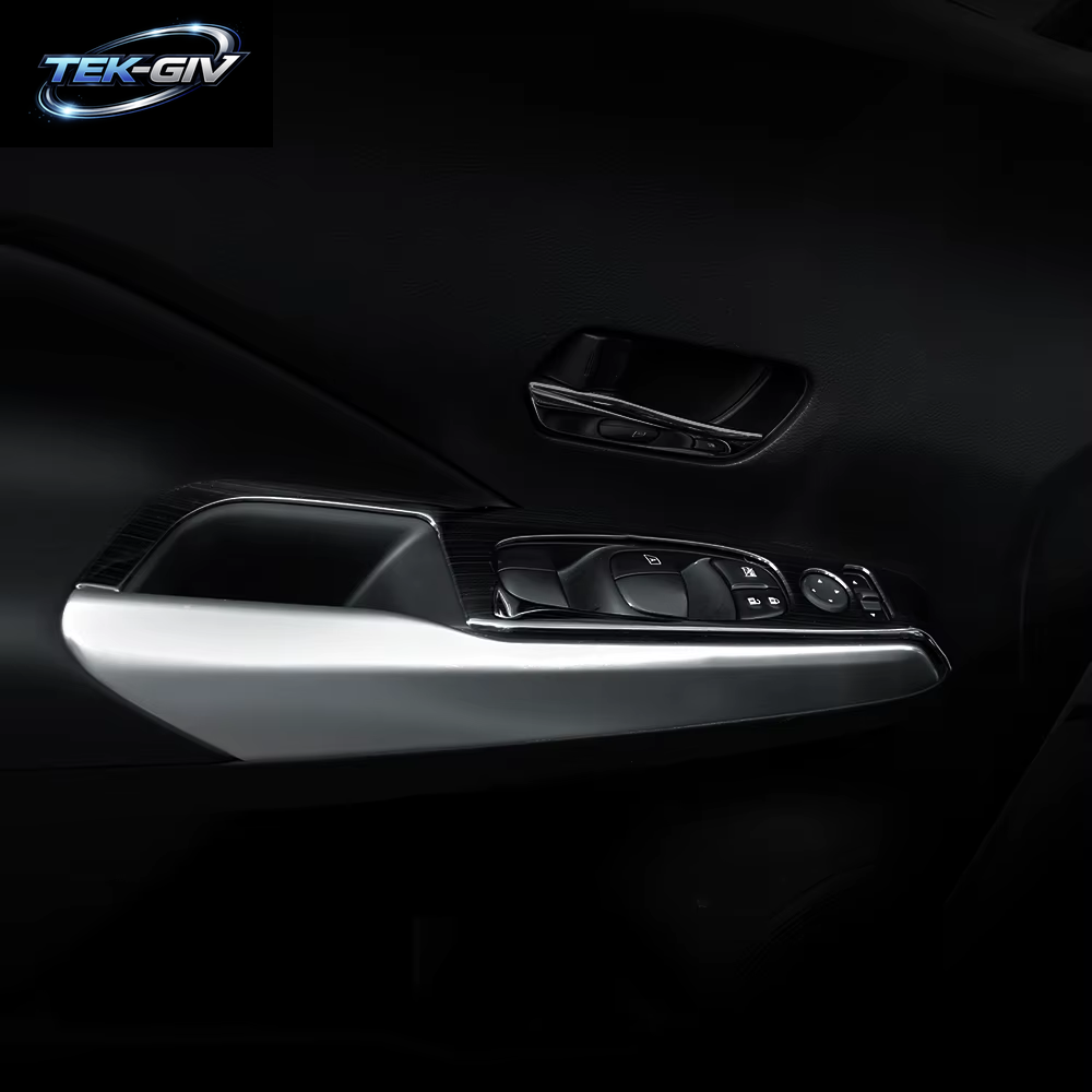 4Pcs Auto Tür Armlehne Fensterheber Schalter Taste Panel Abdeckung Trim Aufkleber Für Nissan Kicks 2017 - 2023 LHD Innen Zubehör