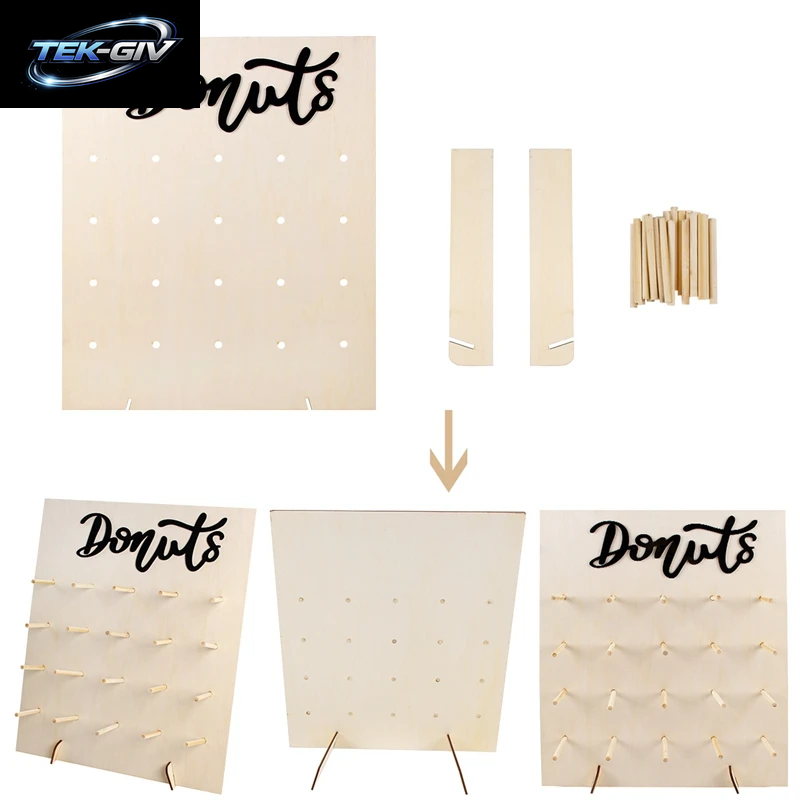 Holz Donut Wandständer Donut Party Dekoration Donut Halter Hochzeit Party Dekor Geburtstag Party Supplies Baby Shower