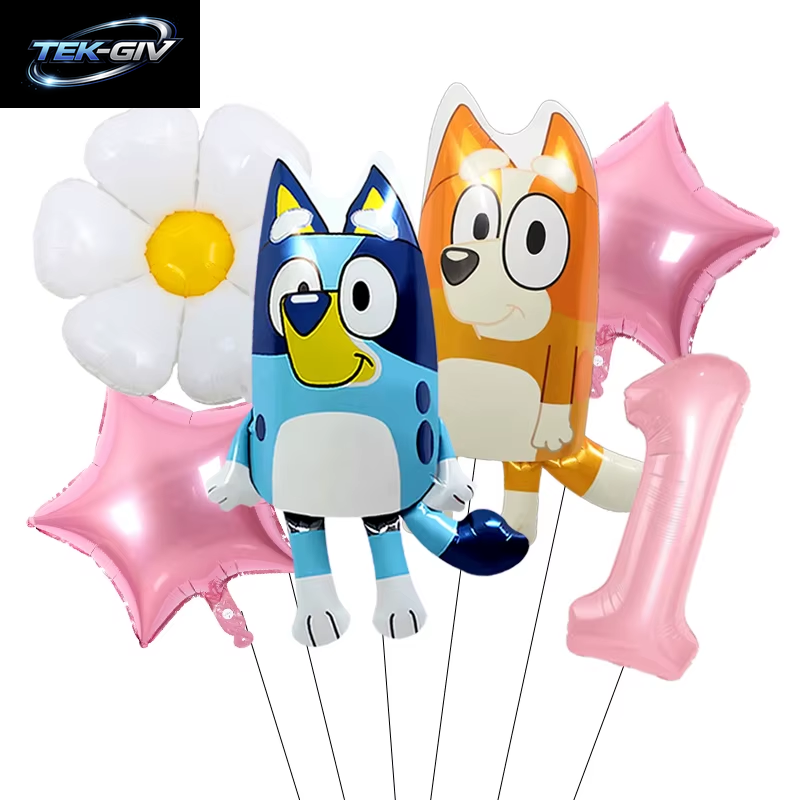 Anime Bluey Bingo Themen-Folienballons Set Latexballons Kindergeburtstag Party Dekoration Babyparty Zahlenballon Globos