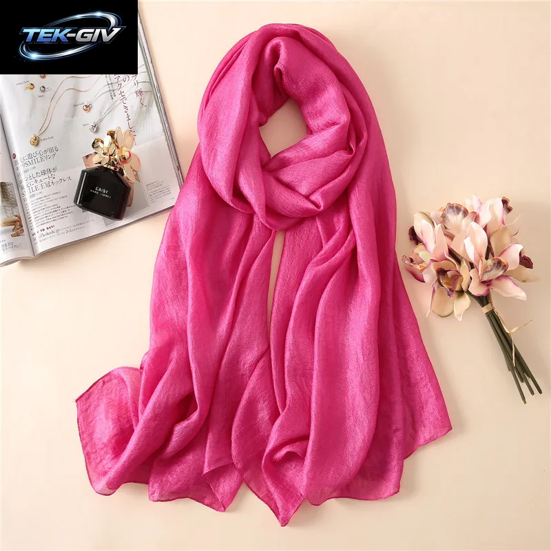 2023 Luxus Marke Frauen Mode Schal Plain Solide Seide Leinen Schals Schals Sommer Dame Bandanas Pashmina Foulard Hijab 180*90 Cm