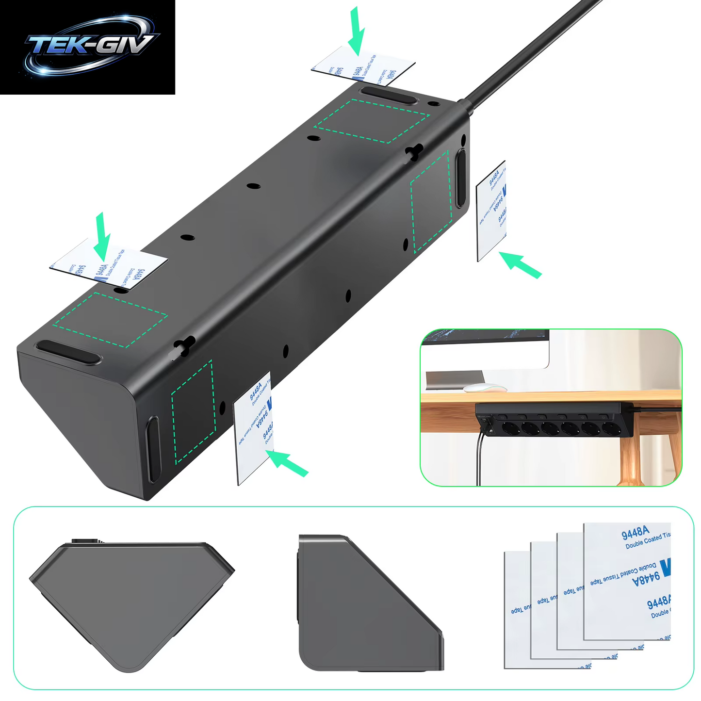 6-Wege-Steckdosenleiste Mit Europäischem Mehrfachstecker Und 2 USB-2 Typ C, Eck-Multifunktionssteckdose Mit 2 M Kabel Für Den Heimtisch