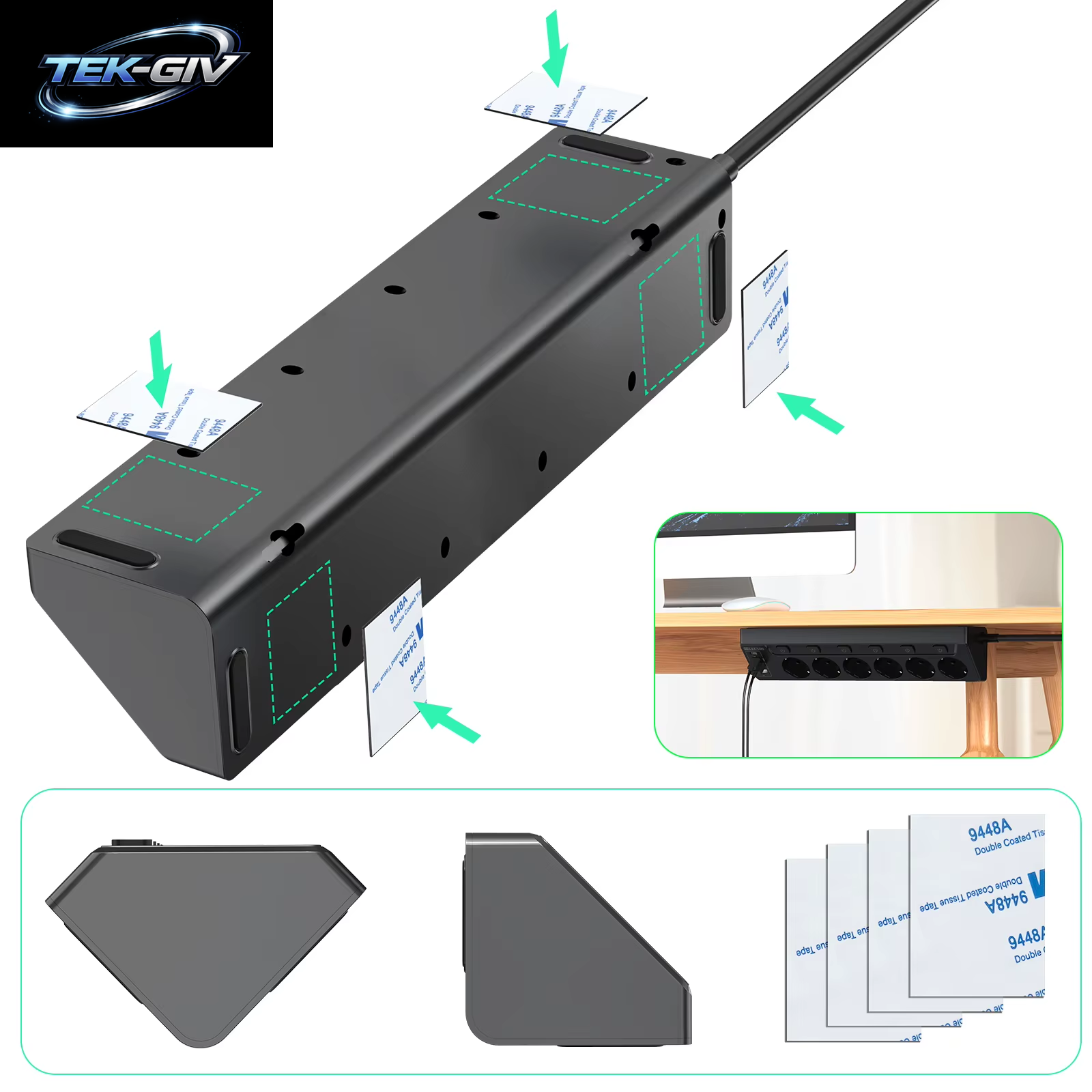 6-Wege-Steckdosenleiste Mit Europäischem Mehrfachstecker Und 2 USB-2 Typ C, Eck-Multifunktionssteckdose Mit 2 M Kabel Für Den Heimtisch